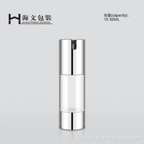 Airless Lotion Bottle transparent AS/ABS bottle with Silver lotion pump Supplier